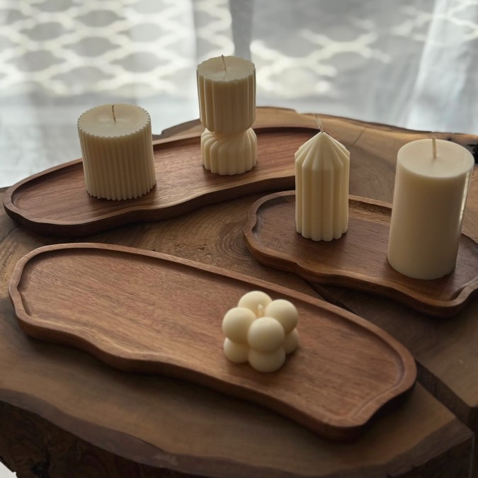 Drewniane podstawki do świec
